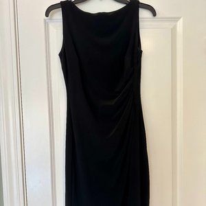 Ralph Lauren Black Sleeveless Ruched Boat Neck Knee-Length Dress Size 2
